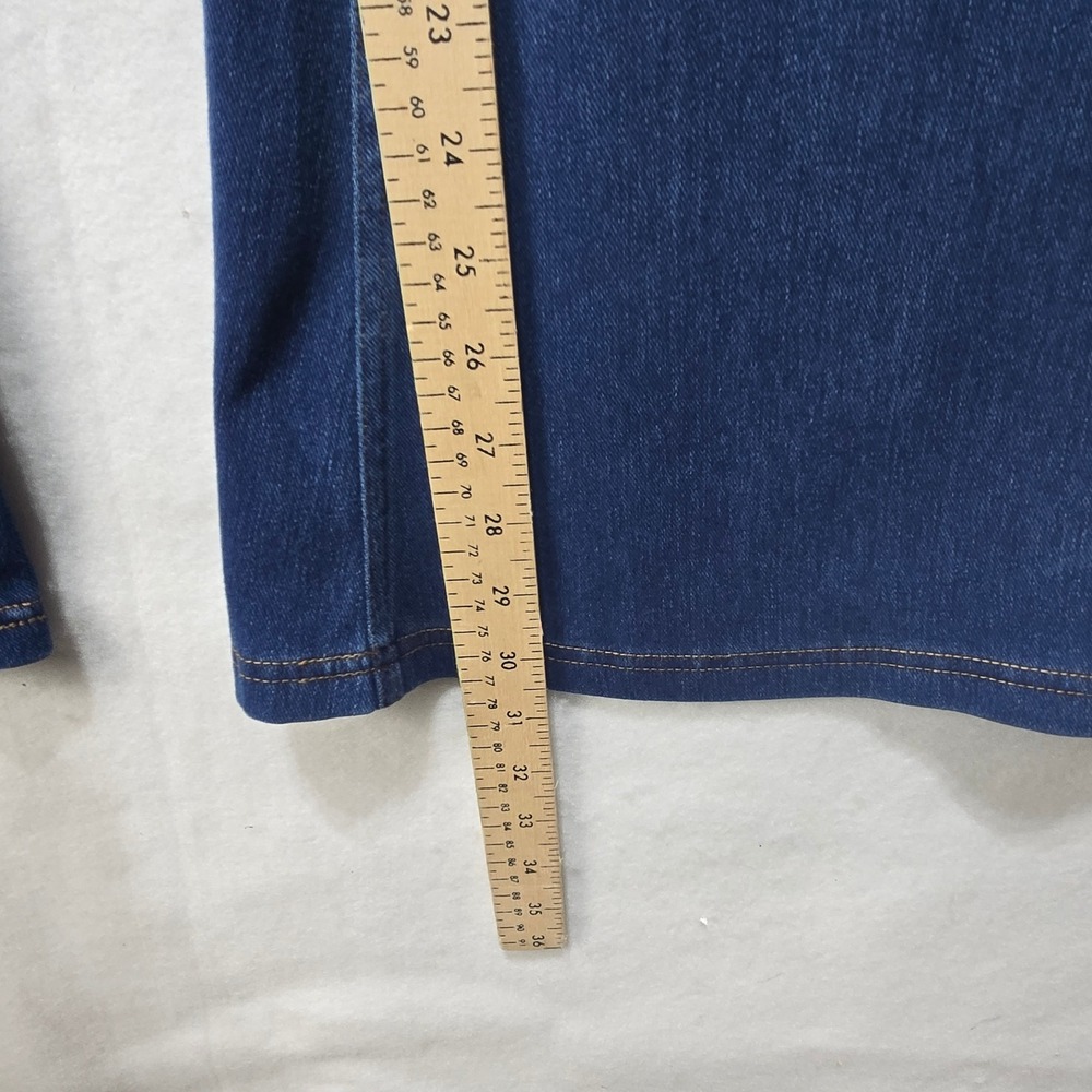 Halara Flare Jeans XL Blue Crossover High Waist Wide Leg Pull On Denim #1625 - Picture 7 of 7